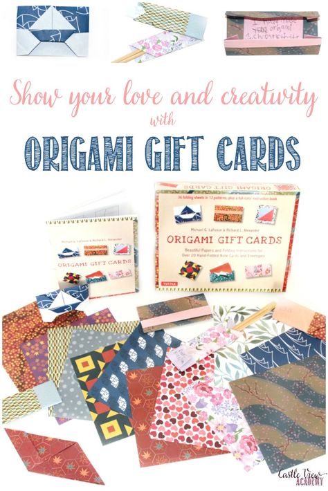 Giving someone a handmade card shows that you really do care.  This year we're all set with Tuttle's Origami Gift Cards! #origami #greetingcards #paperfolding #hsreview #homeschooling #TuttlePublishing via @CCastleView Origami Gifts For Mom, Origami Gift Card Holder, Origami Thank You Cards, Mother’s Day Gift Origami, Think Goodness Origami Owl, Origami Gifts, Paper Folding, Work From Home Moms, Homeschool Mom