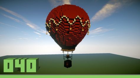 Large hot-air balloon Minecraft Project Hot Air Balloon Minecraft Build, Minecraft Hot Air Balloon, Lego Hot Air Balloon, Balloon Minecraft, Steampunk Ship Minecraft, Minecraft Steampunk Clock Tower, Minecraft Steampunk Windmill, Minecraft Balloons, Minecraft Building Blueprints