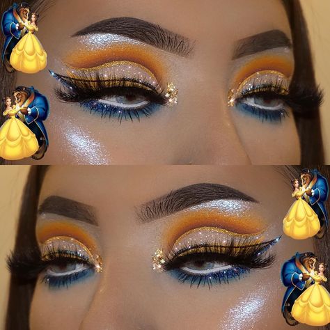 Belle Makeup Looks, Princess Jasmine Makeup, Jasmine Makeup, Disney Eye Makeup, Belle Makeup, Disney Princess Makeup, Cute Halloween Makeup, Princess Makeup, Indie Makeup