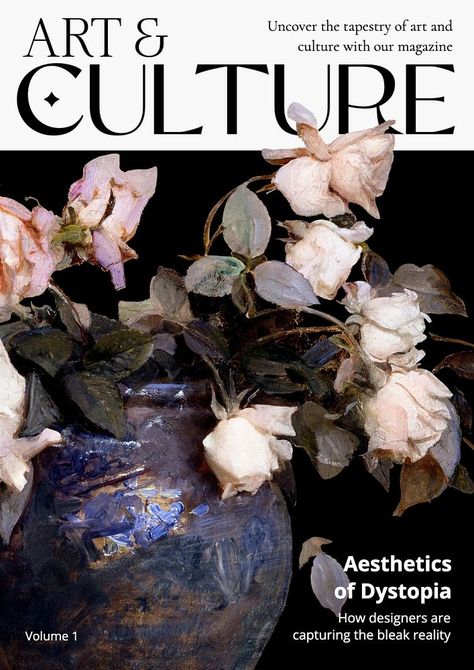 Art & culture magazine poster template | premium image by rawpixel.com / Benjamas Book Magazine Cover, Design Projects For Portfolio, Magazine Ads Design Creative Advertising, Flower Graphic Design Poster, Magazine Layout Design Aesthetic, Graphic Design Flowers, Art Magazine Cover Design, Magazine Covers Aesthetic, Art Magazine Layout