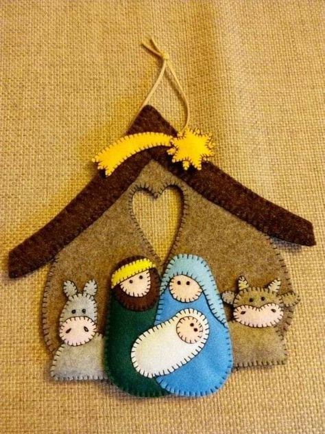 Felt Nativity Ornaments Pattern, Felt Nativity Pattern Templates, Felt Nativity Ornaments, Diy Nativity Ornaments, Felt Nativity, Handmade Nativity, Diy Felt Christmas Ornaments, Paper Christmas Decorations, Felt Crafts Christmas