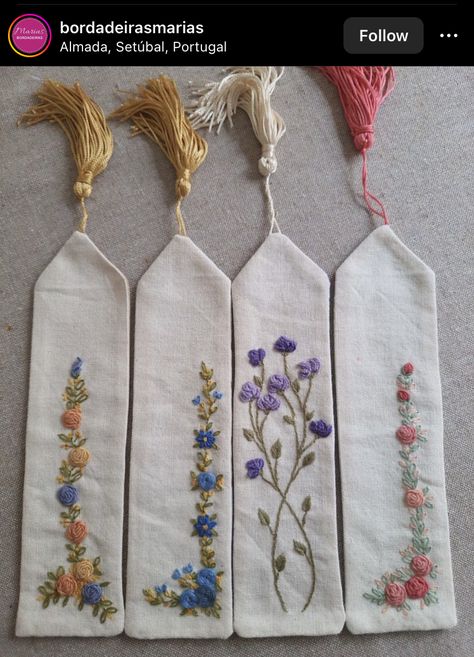 Embroidered Bookmarks, Embroidery Bookmark, Handmade Bookmarks Diy, Penanda Buku, Corner Bookmark, Simple Hand Embroidery Patterns, Digital Embroidery Patterns, Christmas Embroidery Patterns, Hand Embroidery Patterns Flowers