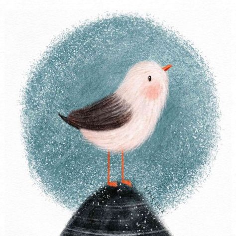 Birds Illustration, Seagull Illustration, Sea Inspired Art, Storybook Art, Inspirational Illustration, Book Cover Illustration, Kids Art Class, Postcard Art, Picture Books Illustration