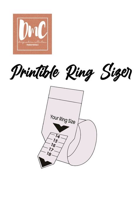 Printable Ring Size Chart, Quote Jar, Ring Size Chart, Printable Ring Sizer, Measure Ring Size, Sterling Silver Promise Rings, Star Words, Free Bracelet, Measurement Tools