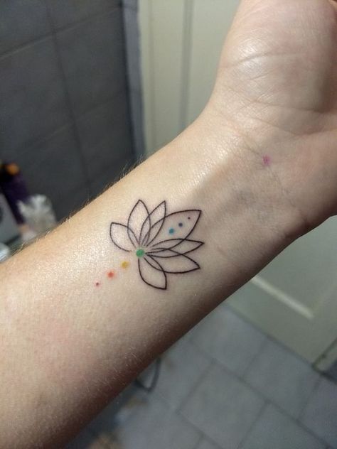 Lotus Flower Chakra Tattoo, Lotus And Chakra Tattoo, Mini Lotus Tattoo, Small Lotus Tattoo, Flor Tattoo, Colour Tattoo For Women, Chakra Tattoo, Small Flower Tattoos, Meaningful Tattoos For Women