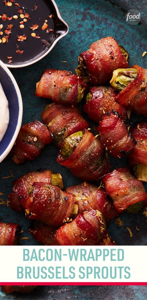 Bacon Wrapped Stuffing Bites, Bacon Wrapped Brussel Sprouts, Lemon Dip, Homeless Care Package, Yummy Veggies, Sprout Recipes, Supper Club, Trim Healthy Mama, Trim Healthy