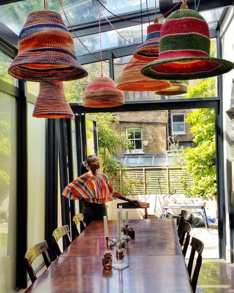 Ethiopian Interior Design, Colourful Lampshades, Kenyan Culture, Kenyan Art, Bespoke Lampshades, Bamboo Projects, African Kitchen, Rattan Decor, London Decor