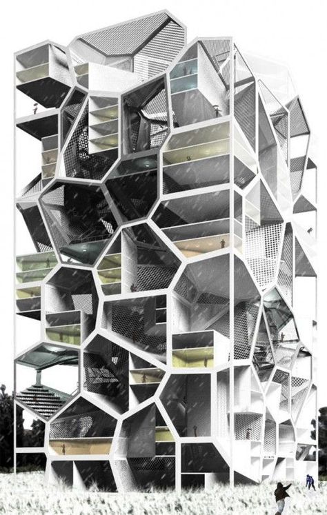 Voronoi Architecture, Accommodation Design, Grasshopper Rhino, Rhino Grasshopper, Rock The Kasbah, Vertical City, Ta Ta, Generative Design, Creative Hub