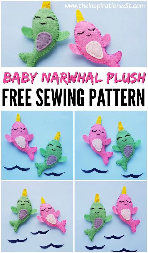 Narwhal Craft, Narwhal Plush, Sewing Activities, Colorful Hairstyles, First Sewing Projects, Sewing To Sell, Sewing Projects For Kids, Sewing Patterns For Kids, Plush Pattern