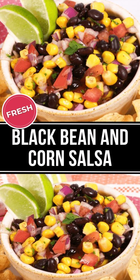 Black Bean and Corn Salsa can be used as a dip or a topping. It's everything from healthy and flavorful to colorful and delicious! Rotel Black Bean And Corn Salsa, Cold Black Bean Dip, Dip With Corn And Black Beans, Bean Corn Salsa Dip, Corn Bean Salsa Recipe, Black Bean Dip Recipes, Corn And Bean Dip, Corn And Black Bean Dip, Bean Corn Dip