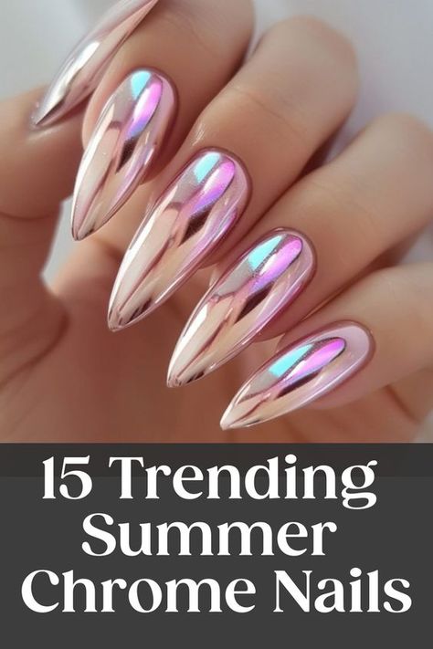 Elevate your summer nail game with stunning chrome nail designs that are perfect for the season. From vibrant metallic hues to subtle shimmering tones, there's a chrome nail color to suit every style. Whether you're hitting the beach or attending a BBQ, these summer-ready chrome nails will add an instant touch of glamour to your look. Embrace the hottest trend in nail art and shine bright all season long with these eye-catching designs. Scary Halloween Makeup Looks, Summer Chrome Nails, Chrome Nail Colors, Scary Halloween Makeup, Best Summer Nail Color, Colors For 2024, Nails For Summer, Summer Nail Colors, Statement Nail