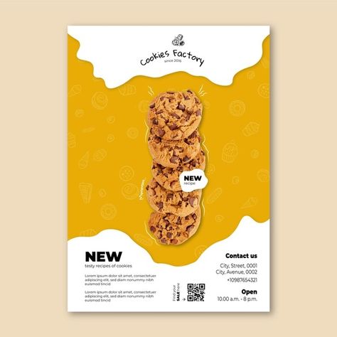 Cookies poster template | Free Vector #Freepik #freevector #poster #food #bakery #sweet Bakery Promotion Poster, Sweets Poster Design, Sweet Poster Design, Cookie Poster Design, Poster Food Design Ideas, Cookies Poster Design, Food Poster Design Layout, Food Poster Ideas, Food Poster Design Ideas