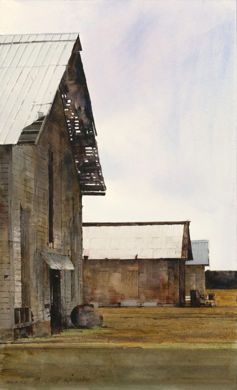 Dean Mitchell, Watercolor Barns, Watercolor Architecture, Andrew Wyeth, Old Barn, Watercolor Artist, Fine Art Gallery, Watercolor Landscape, Architecture Drawing