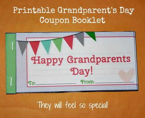 Homemade Grandparents Day Gift Idea: Printable Grandparents Day Coupon Book - free printable for you to use! Coupons For Grandparents, Coupon Book For Grandparents, Grandparents Day Poem, Coupon Book Diy, Grandparents Day Activities, Grandparent Birthday Gift, Grandparents Day Cards, Printable Coupon Book, Family Grandparents