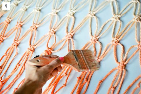 How To Dye Macrame, How To Dye Macrame Wall Hanging, Tie Dye Macrame, Ombre Macrame, Macrame Dip Dye, How To Dye Macrame Cord, Ombre Macrame Wall Hanging, Dyeing Macrame Cord, Macrame Boho Decor