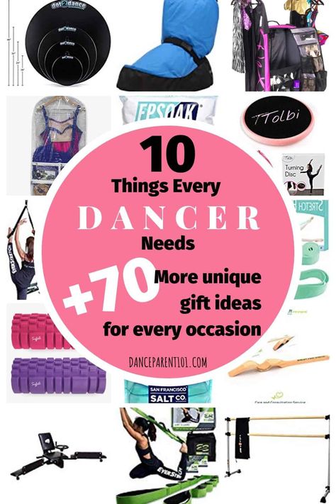 10 Things Every Dancer Needs! Plus 70 More Unique Gift Ideas! Christmas Gifts For Dancers, Dance Competition Bag, Dance Competition Gifts, Dance Flexibility Stretches, Dance Parents, Dance Team Gifts, Dance Convention, Dance Comp, Ballet Birthday