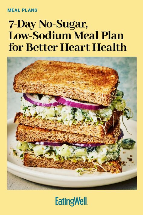 Looking to take care of your heart? You've come to the right place. Enjoy a week of low-sodium no-sugar-added recipes for breakfast, lunch and inner in this heart-healthy meal plan to meal prep for the week . #healthymealplans #healthyrecipes #mealplan #mealplanideas #mealplanning #mealprep Low Sodium Bowl Recipes, Heart Health Meal Prep, Heart Healthy Low Carb Meals, Heart Healthy Menu Plan, Heart Healthy Quick Meals, Cardiac Diet Meal Plan, Low Sodium Diet Meal Plan, Low Sodium Lunch Meal Prep, Low Sodium Recipes For Diabetics