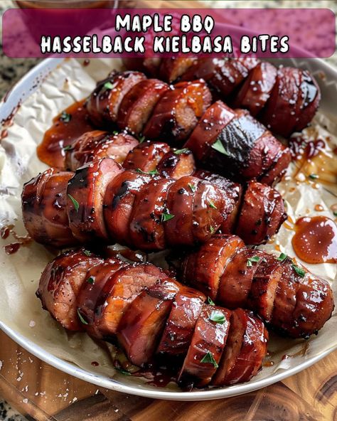 Sweet and Tangy Hasselback Kielbasa Bites – Foodyhealthylife Hasselback Kielbasa, Kielbasa Bites, Parmesan Soup, Celery Salad, Crowd Pleasing Appetizers, Cucumber Sandwiches, Home Meals, Dessert Salads, Kielbasa