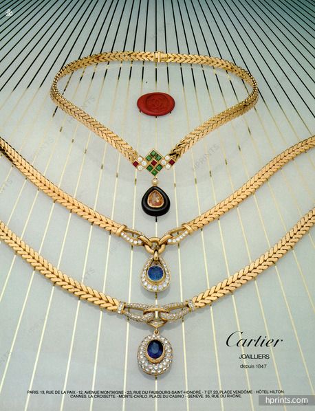 Vintage Cartier Necklace, Vintage Cartier Jewelry, Cartier Vintage Jewelry, Cartier Necklaces, Vintage Luxury Fashion, Advertisement Ideas, Cartier Jewellery, 1970 Fashion, 1980 Fashion