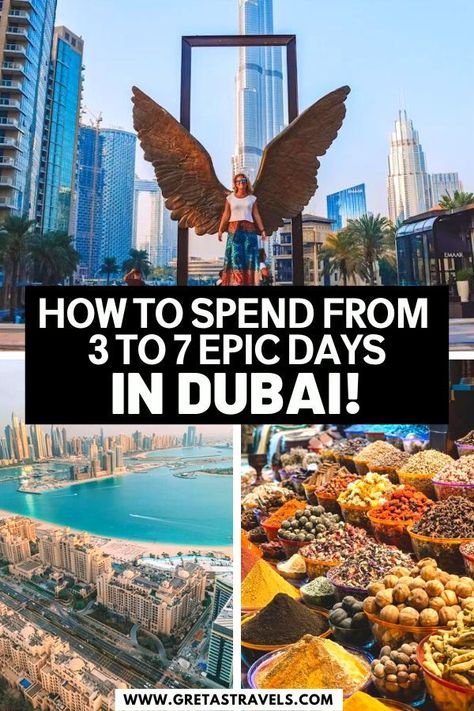 How to Spend From 3 to 7 EPIC Days in Dubai! Bucket List Places To Visit, Dubai Itinerary, Places To Visit In Dubai, Dubai Things To Do, Dubai Resorts, Dubai Travel Guide, Most Beautiful Places On Earth, Dubai Vacation, Visit Dubai