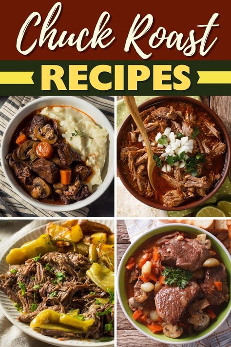 Try these chuck roast recipes for easy dinners everyone will love! Enjoy. pot roast, beef stew, Texas chili, and more tasty meals! Beef Heel Roast Recipes, Unique Beef Roast Recipes, Different Ways To Cook Chuck Roast, Dinner With Chuck Roast, Dinner Recipes With Chuck Roast, Crockpot Recipes With Chuck Roast, What Can I Make With A Chuck Roast, Leftover Beef Chuck Roast Recipes, Cubed Chuck Roast Recipes