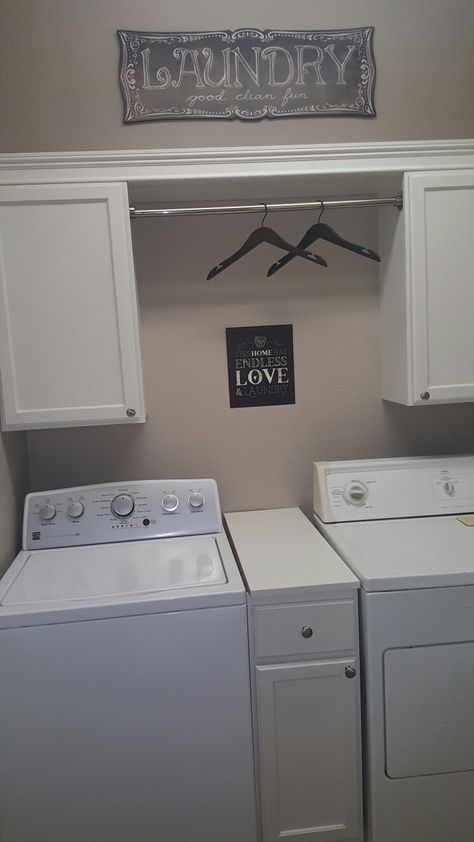 Laundry Room Diy, added new signs for finishing touches Simple Diy Laundry Room Ideas, Trailer Laundry Room Ideas, Home Decor Ideas Laundry Room, Module Homes, Laundry Idea, Diy Laundry Room Shelves, Laundry Room Makeover Ideas, Laundry Stuff, Trailer Redo