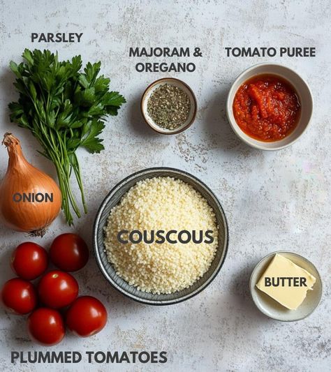 Make this Quick Moroccan Tomato Couscous cooked in a rich tomato sauce bursting with flavor! It is easy to follow and ready in 30 minutes! Tomato Couscous, Moroccan Couscous, Couscous Recipe, Couscous Recipes, Cous Cous, Couscous, Tomato Sauce, Oregano, Parsley