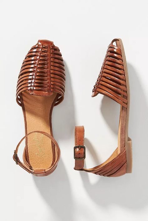 Women's Shoes | Unique Women's Shoes | Anthropologie Woven Flats, Orange Fits, Huarache Sandals, Vintage Details, Woven Sandals, Leather Sandals Flat, Easy Breezy, Ankle Straps, Seychelles