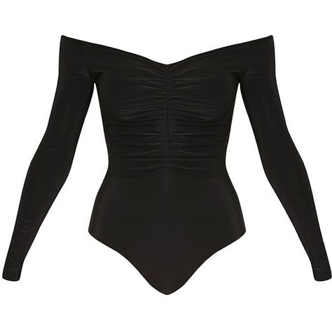 Mella Black Bardot Ruched Slinky Thong Bodysuit ($26) ❤ liked on Polyvore featuring intimates and shapewear Celebrity Closet, Bodysuit Tops, Woman Dress, Glam Dresses, Dressy Tops, Wearing Clothes, Body Suit, Indian Wear, Shapewear