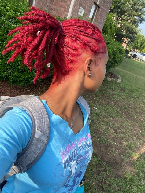 Wild Cherry Hair Color, Cherry Red Locs, Loc Dye, Dyed Locs, Red Locs, Dreadlocks Hair Care, Loc Ideas, Cherry Hair Colors, Loc Hairstyles