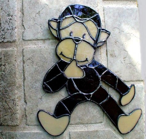 Chunky Monkey Stained Glass Monkey Pattern, Stained Glass Monkey, Jungle Creatures, Firefly Art, Chunky Monkey, Glass Fusion Ideas, Glass Creations, Glass Garden Art, Stained Glass Crafts