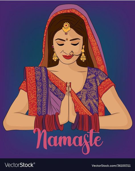 Namaste Illustration, Namaste Images, Drawing Rangoli, Marriage Art, Happy Dussehra Wallpapers, Namaste Hands, Bride Cartoon, Graphic Wedding Invitations, Dussehra Wallpapers