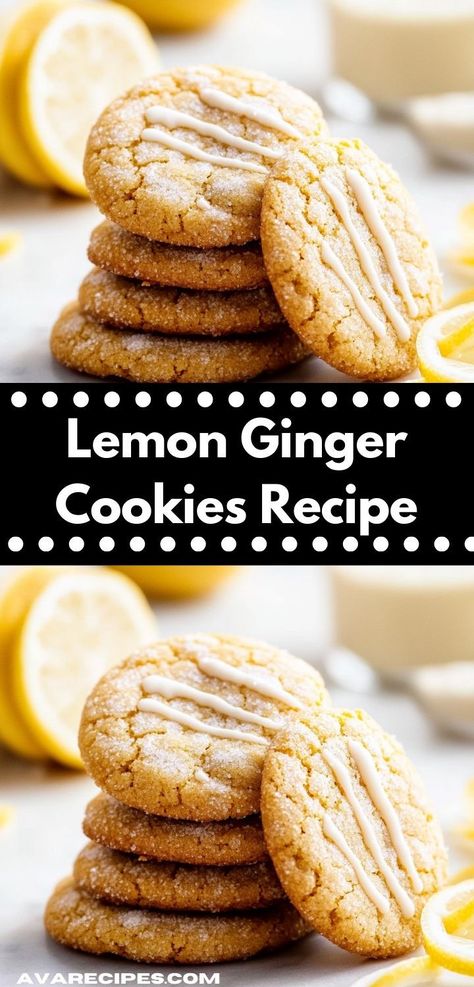 Looking for a delightful dessert? These Lemon Ginger Cookies are a perfect blend of zesty flavor and warm spice, making them an irresistible treat for family gatherings or quiet evenings at home. Ginger Cookies With Fresh Ginger, Ginger Icing Recipe, Lemon Ginger Cookies, Soft Ginger Cookies Recipe, Lemon Snap Cookies, Lemon Ginger Cookies Recipe, Ginger Biscuits Recipe, Ginger Cookies Recipe, Lemon Cookies Easy