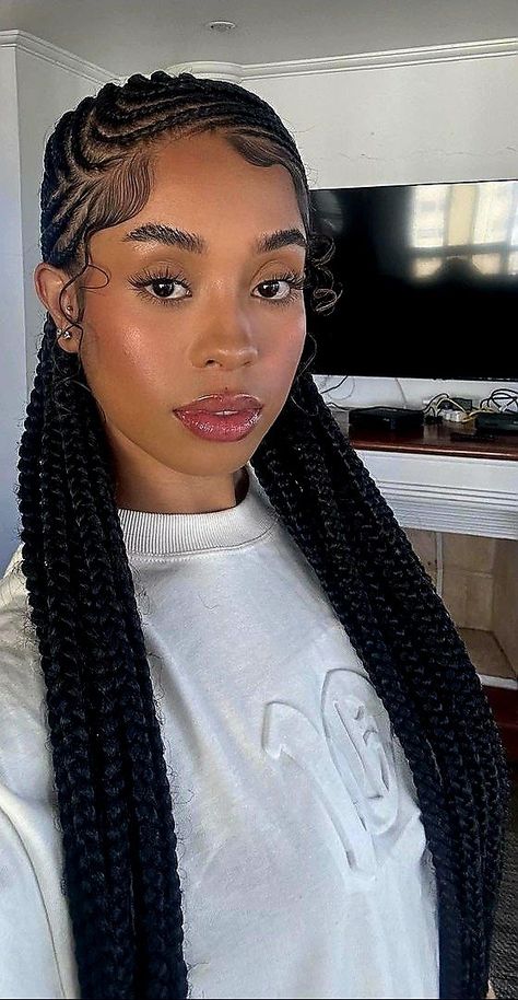 Cornrow Braid Styles Black Women, Row Braids Black Women, Corn Rows Braids Black Women, Corn Row Braids Black Women, Braided Hairstyles Protective Styles, Corn Row Braids, Styles For Black Hair, Braids Black Women, Corn Row