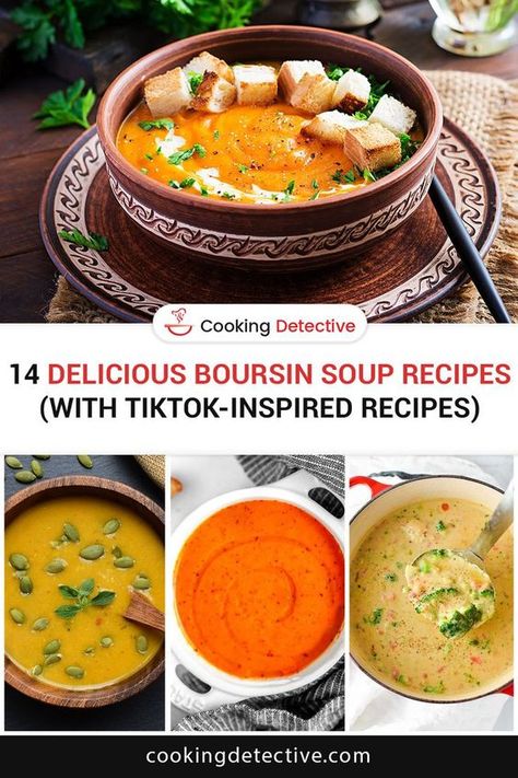 Looking for different versions of Boursin soup recipes? Then one of these. They are some of the best versions of the soups prepared using Boursin cheese. Chive Soup Recipe, Boursin Soup, Boursin Cheese Recipes, Cheese Soup Recipes, Boursin Cheese, Delicious Soup Recipes, Cheese Soup, Post Partum, Inspired Recipes