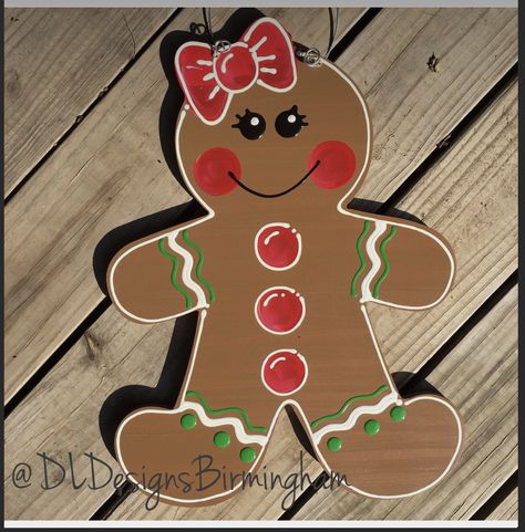 Boy Door Hanger, Gingerbread Boy And Girl, Gingerbread Man Decorations, Front Door Christmas Decorations, Gingerbread Crafts, Gingerbread Christmas Decor, Christmas Yard Art, Gingerbread House Decorations, Gingerbread Decorations