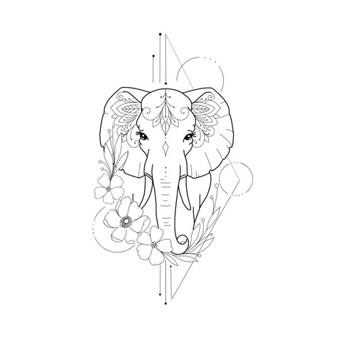 Elephant Tattoos Mandala, Pretty Elephant Tattoo, Delicate Elephant Tattoo, Female Elephant Tattoo, Elegant Elephant Tattoos, Elephant Spine Tattoo, Tattoo Ideas Female Elephant, Elephant Tattoo Design For Women, Elephant Tattoo Stencil