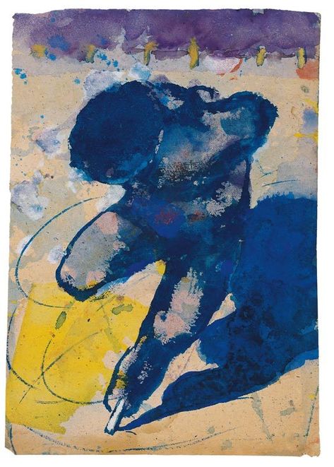 Emil Nolde (1867-1956) Ice Skater (Schlittschuhläufer), 1938 -1945. Watercolour on grey drawing paper Städel Museum, Frankfurt am Main, Germany Ludwig Meidner, Emil Nolde, Degenerate Art, Ice Skater, German Expressionism, Digital Museum, Ice Skaters, Pierre Jeanneret, Wassily Kandinsky