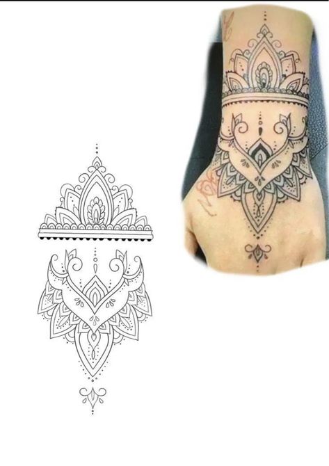 Tattoo Main, Mandala Tattoos For Women, Mandala Hand Tattoos, Cuff Tattoo, Tattoos Pictures, Henna Inspired Tattoos, Hand And Finger Tattoos, Henna Tattoo Hand, Pretty Hand Tattoos