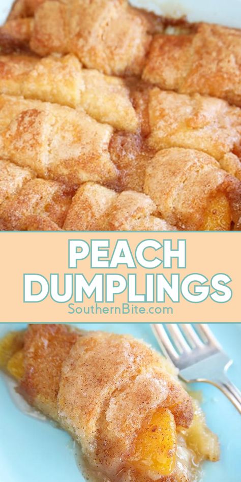 This fresh and delicious dessert is ready in less than 1 hour. It has all the flavors of Peach Cobbler simplified in a dumpling. Your taste buds will thank you. Butter Caramel Sauce, Brown Butter Caramel, Peach Dumplings, Fresh Peach Recipes, Peach Dessert Recipes, Butter Caramel, Peach Desserts, Peach Cobbler Recipe, Peach Recipe