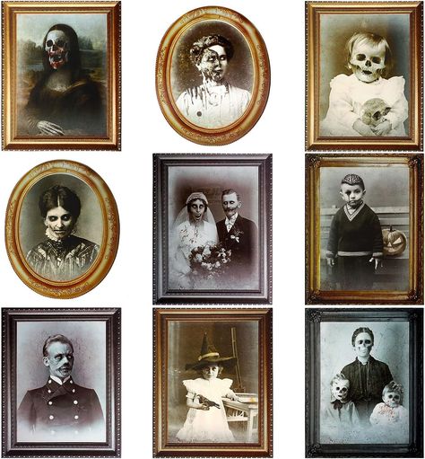 Scary Portraits, Halloween Party House, Haunted Pictures, Halloween Picture Frames, Haunted Mansion Decor, Creepy Photos, Halloween House Party, Horror Pictures, Tabletop Picture Frames