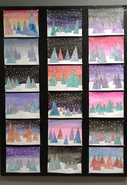 How to paint easy winter wonderland art – Recycled Crafts Art 2nd Grade, Christmas Art For Kids, Winter Art Lesson, Classe D'art, Christmas Art Projects, Paint Easy, Winter Art Projects, Winter Crafts For Kids, Elementary Art Projects