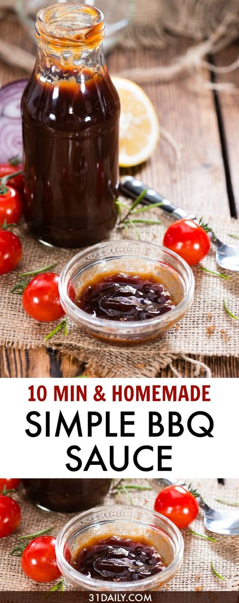 A 10 Minute Simple Barbecue Sauce That's Sweet and a Tad Spicy | 31Daily.com Easy Homemade Bbq Sauce, Homemade Barbecue Sauce Recipe, Healthy Sauce, Bbq Sauce Homemade Easy, Chicken Ribs, Barbecue Sauce Recipe, Grilling Chicken, Paleo Barbecue Sauce, Homemade Bbq Sauce Recipe