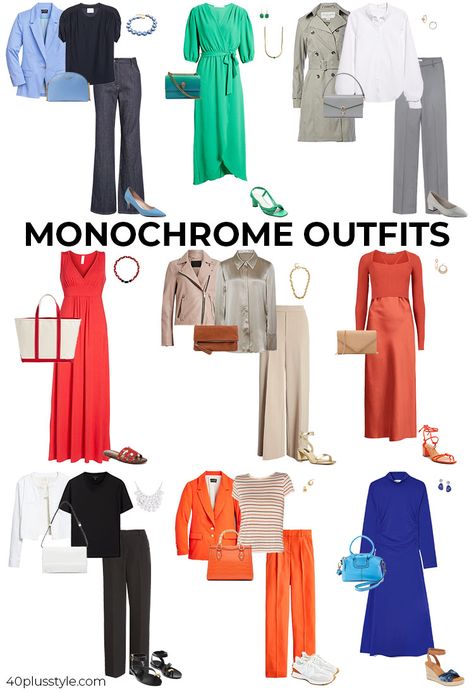 monochrome outfits that are stylish and colorful - 40 style Monochrome Blue Outfit, Monochrome Outfit Casual, Monochrome Clothes, Contrast Outfit, Allsaints Dresses, Monochromatic Fashion, Colour Combinations Fashion, Color Combos Outfit, Crop Pullover