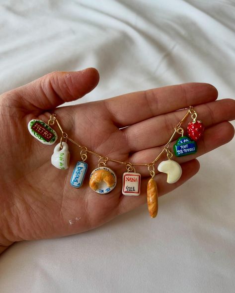 Clay Charms Necklaces, Ceramic Charm Necklace, Charm Necklace Aesthetic, Clay Charm Necklace, Cafe Culture, Food Necklace, Jewelry Wishlist, French Aesthetic, Iconic Symbols