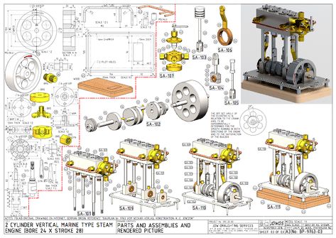 Two cyl marine engine=== Engine Drawing Mechanical, Technical Drawing Mechanical, Solidworks Projects, Miniature Steam Engine, Mini Steam Engine, Drawing Mechanical, Mechanical Drawings, Machine Shop Projects, Machine Drawing