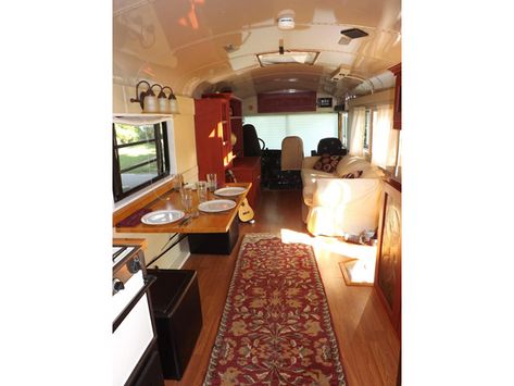 39 foot Thomas Bus Conversion to RV Bus Living Interiors, School Bus Camper, School Bus House, Converted Bus, Rv Bus, Bus Interior, Bus Living, Short Bus, School Bus Conversion