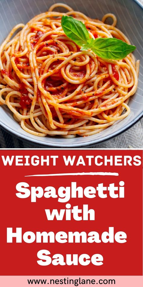 Weight Watchers Pasta, Low Points Weight Watchers, Weight Watchers Food Points, Smart Points Recipes, Weight Watcher Meals, Spaghetti Sauce Recipe, Spaghetti Dinner, Homemade Sauce Recipes, Italian Dinner Recipes