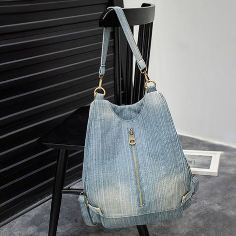 US$ 34.59 - Women Denim Plain Solid Shoulder Bag Backpack Big Jeans, Multifunctional Travel Bag, Jean Backpack, Female Shoulder, Denim Backpack, Rucksack Backpack, School Bags For Girls, Girl Backpacks, Waterproof Backpack