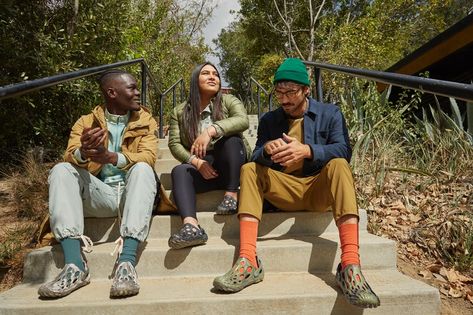 Fashion Heads Can’t Get Enough Of Merrell’s Hydro Moc — Here's How To Wear Them This Summer Hydro Moc Outfit Men, Merrell Hydro Moc Outfit, Crocs Outfit Men, Merrell Hydro Moc, Crocs Aesthetic, Hydro Moc, 2023 Lookbook, Crocs Outfit, Shoe Trend